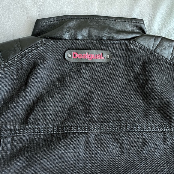 NWT - Desigual Men’s Zip Up Biker Jacket - Vegan Leather+Denim - Size L & XL - Picture 10 of 12
